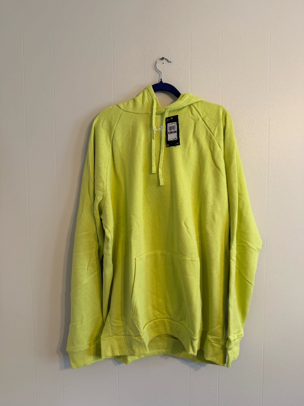 NWT, Men's Under Armour Rival Fleece Pullover Hoodie, Size 2XL, Color Yellow/Grn